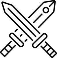Cross swords icon in linear style vector