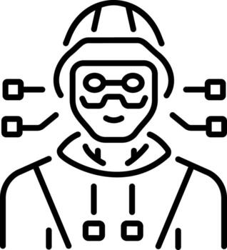 Cyberpunk hacker character icon in line style vector