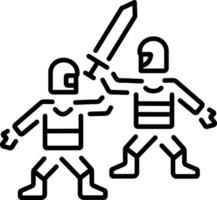A linear icon of two character playing battle game vector