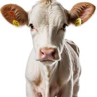 cute white cow Looking at Camera. photo