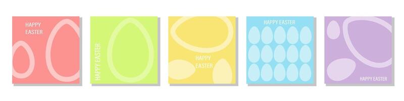 Set of Happy Easter cards in modern minimalistic style with geometric shapes, eggs. a set of four colorful bookmarks vector