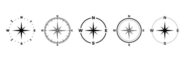 Set of compass icons. Navigation compasses icons set. Compass symbols vector