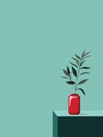Minimalist Luxury Botanical Still Life with Red Vase vector