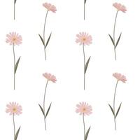 Delicate background with pink meadow flowers. Gentle botanical springtime seamless pattern. vector