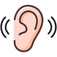 Ear or hearing aid flat icon. sign for web design and mobile app. vector