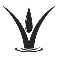 Simple illustration of water drop with grass icon for web vector