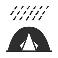 Tent with rain black simple icon on white background for web design, mobile app vector
