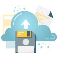 data and document backup, cloud storage vector