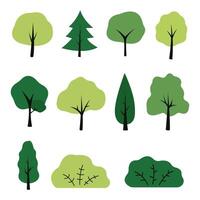 Collection of trees. tree set isolated on white background. green vector