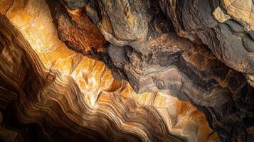 Striking patterns of colorful rock formations within a cavernous space illuminate natural beauty and geological wonders photo