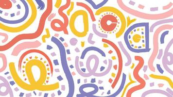 A vibrant abstract design with bold brushstroke patterns in red, yellow, blue, and lavender on a white background. Ideal for creative projects, packaging, or textile designs. vector