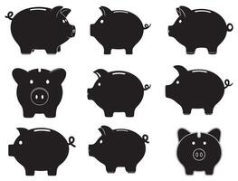 Piggy Bank silhouette white background vector