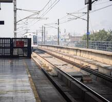 A train is pulling into a station photo