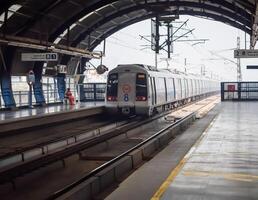 A train is pulling into a station photo