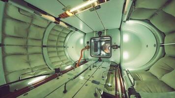Interior view of a space station orbiter with modern design and lighting video