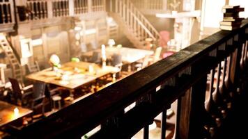 Exploring a historic library filled with charm and warmth during sunlight video