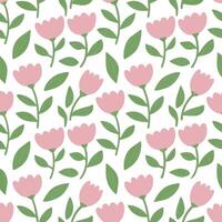 Bright and Cheerful Tulip Pattern in Pastel Pink on a White Background vector