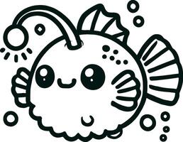 Cartoon Illustration Kawaii Anglerfish vector