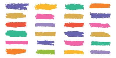 Hand drawn Crayon underlines. Children abstract collection for sketch, chalk texture. Kids underlines, color brush stroke, lines of pencil set. Isolated illustration. vector