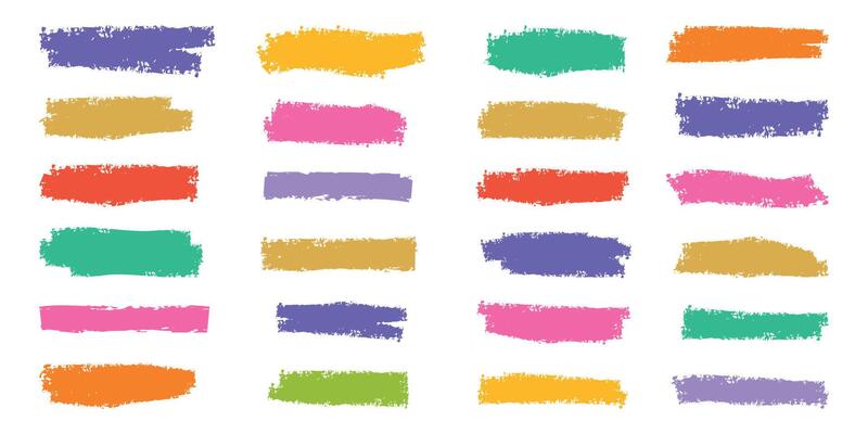 Hand drawn Crayon underlines. Children abstract collection for sketch, chalk texture. Kids underlines, color brush stroke, lines of pencil set. Isolated illustration.