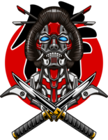a robot with two swords and a red circle png