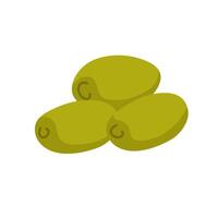 Green olives set in cartoon style. illustration isolated on white background. vector
