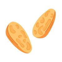 Slice of bread with an texture in cartoon style. Perfect for bakery, food packaging, restaurant menu isolated on a white background. vector