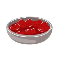 Bowl filled with strawberry jam in cartoon style. Perfect for food themed design, packaging, menu. vector