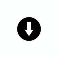 A black and white arrow pointing down in a circle vector