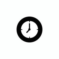 A black and white clock icon on a white background vector