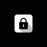 A black and white icon of a padlock vector