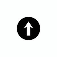 Up arrow icon in black circle on white background vector