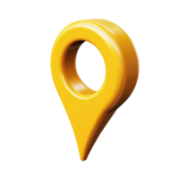 Vibrant Yellow 3D Location Pin Icon. A Striking Symbol for Navigation and GPS Applications png