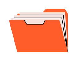 Hand drawn cute illustration of folder with documents. Flat file archive in colored doodle style. Planning or time management icon. Paper office data. Catalog or organizer. Isolated. vector