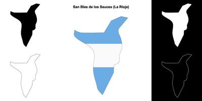 San Blas de los Sauces department, La Rioja outline map set vector