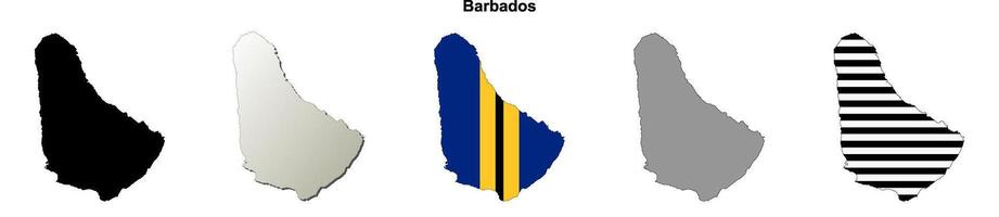 Barbados outline map set vector