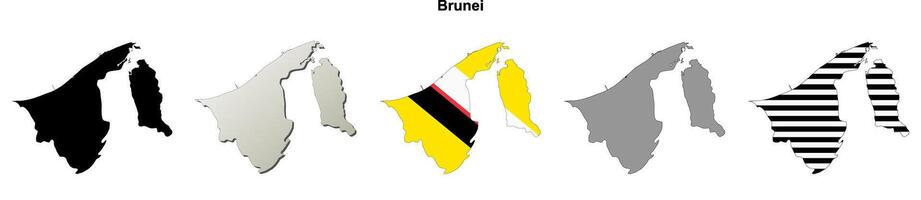Brunei outline map set vector