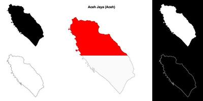 Aceh Jaya blank outline map set vector