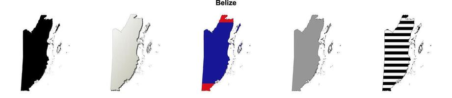 Belize outline map set vector