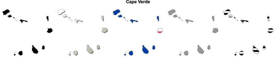 Cape Verde outline map set vector