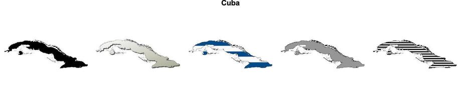 Cuba outline map set vector