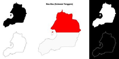 Bau-Bau blank outline map set vector
