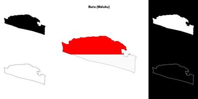 Buru blank outline map set vector