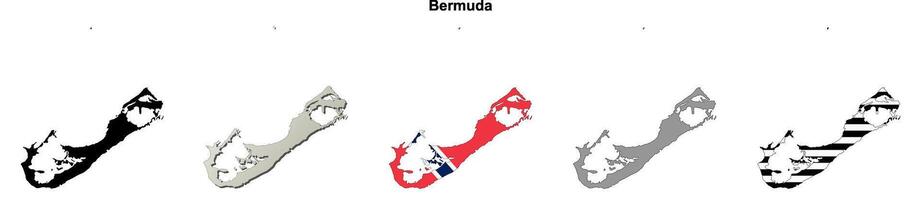 Bermuda outline map set vector