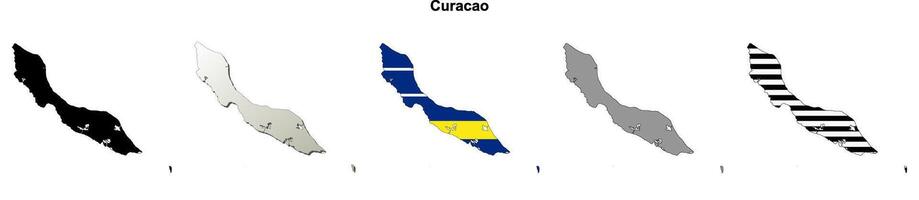 Curacao outline map set vector