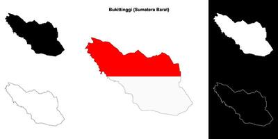 Bukittinggi blank outline map set vector