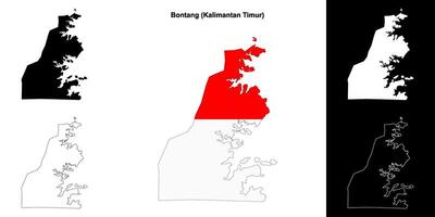 Bontang blank outline map set vector