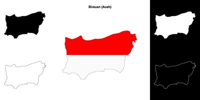 Bireuen blank outline map set vector