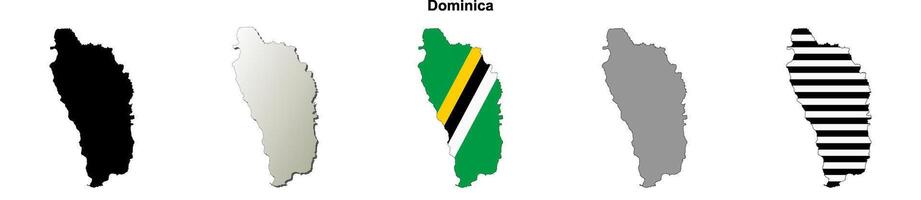 Dominica outline map set vector