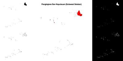 Pangkajene Dan Kepulauan blank outline map set vector